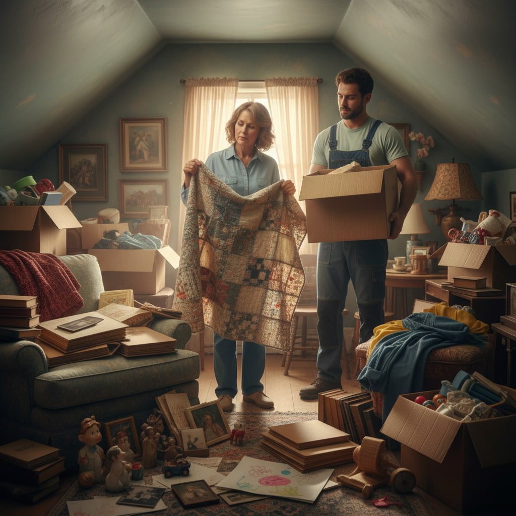 sorting sentimental items during whole home junk removal