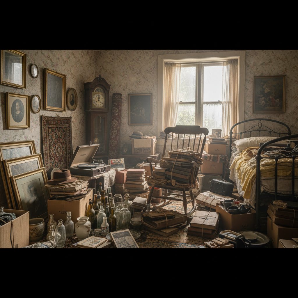 Estate cleanout with organized sorting of furniture and household items